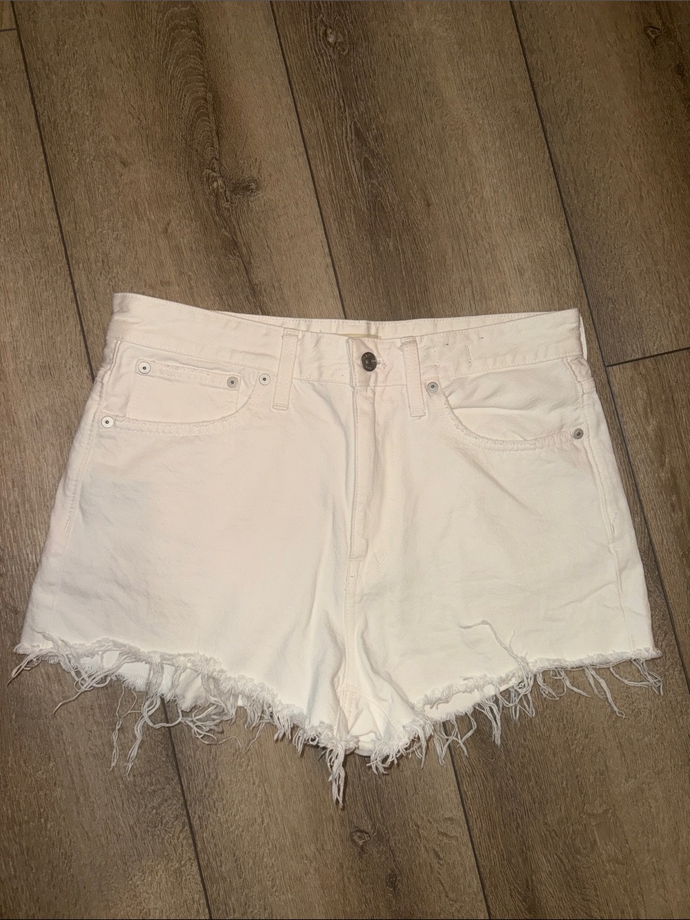 Madewell white denim shorts